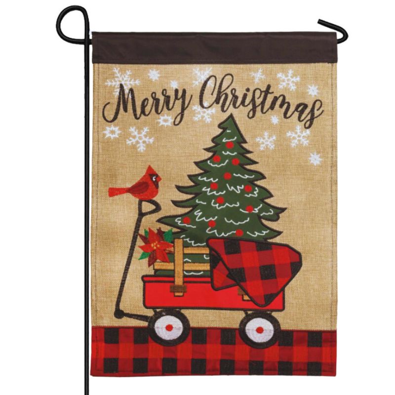 Christmas Red Wagon Garden Flag